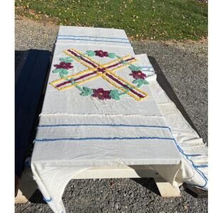 Vintage Chenille Bedspread Coverlet Twin 72x98 Floral Cottage Cutter Crafts